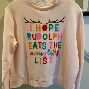 Holiday Time Graphic Christmas Sweatshirt-Rudolph Size Large